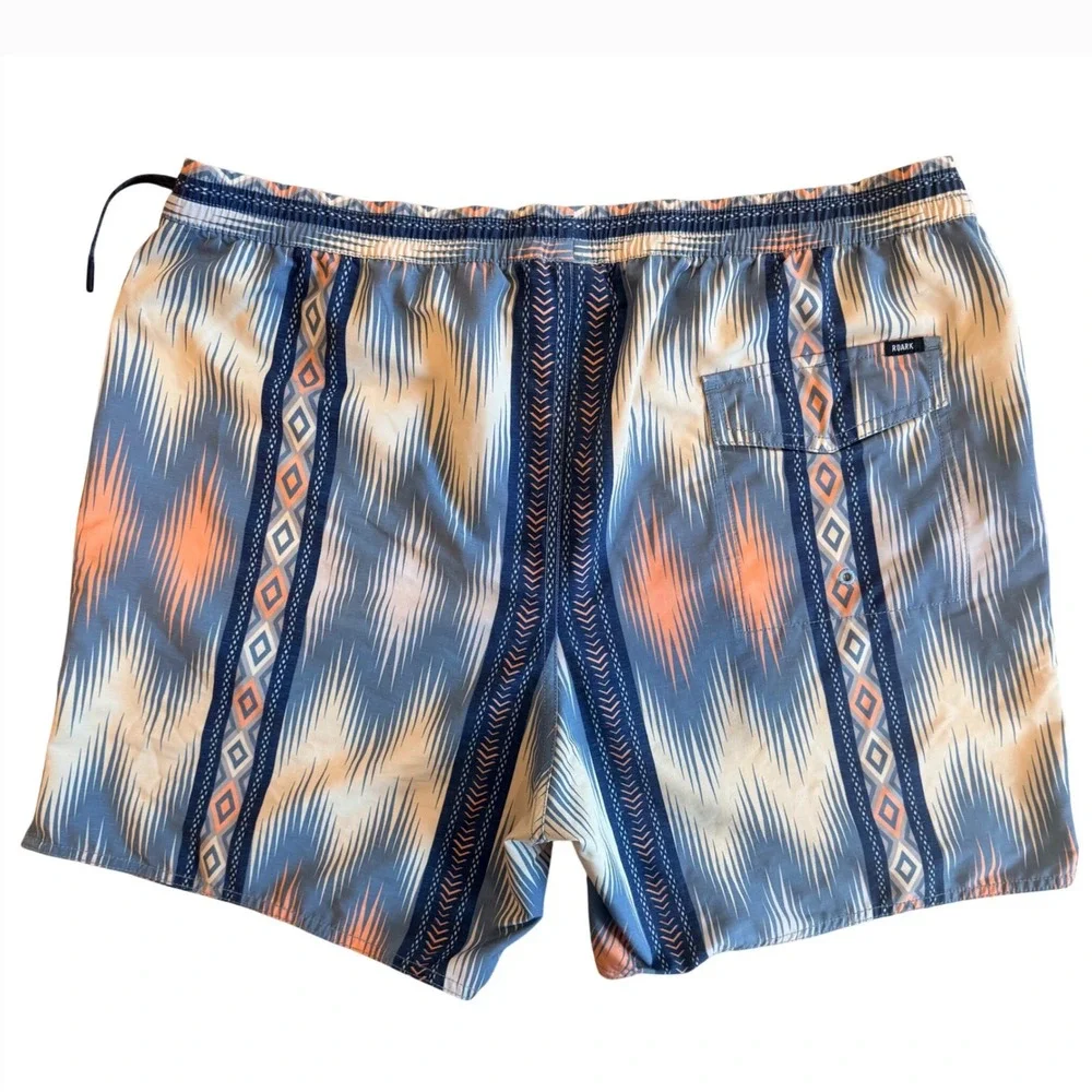Roark Mens‎ Tremor Hemp Blend Aztec Southwestern Swim Board Shorts Blue/Gray XL